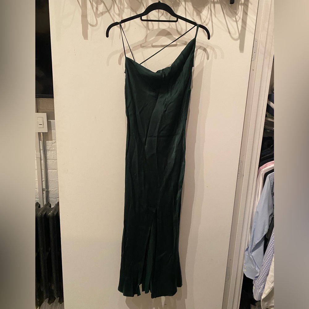Bec + Bridge Hunter Green Satin Midi Dress - Size 2